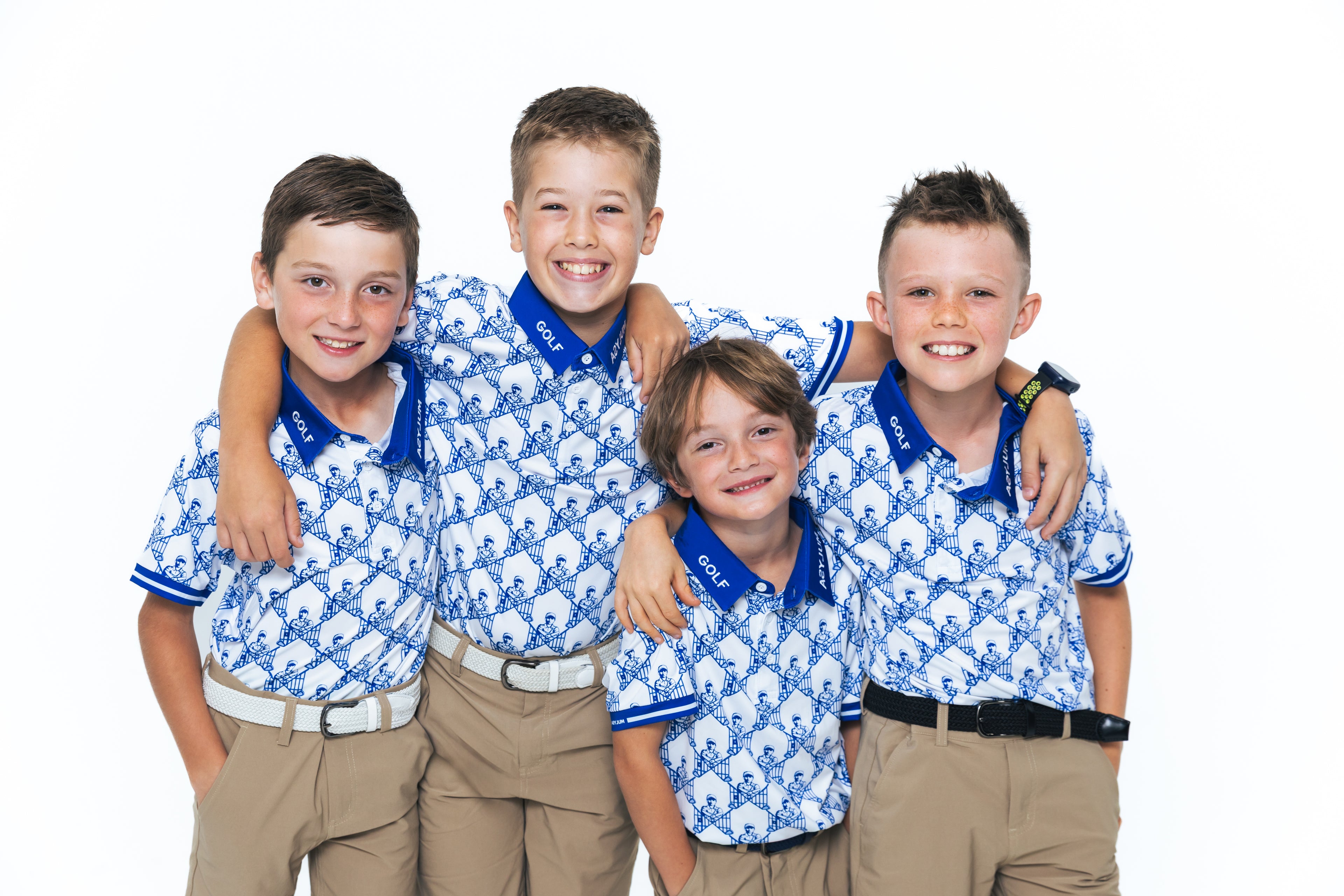 GOLF ASYLUM - Jr Escape Artist Polo (White/Blue)