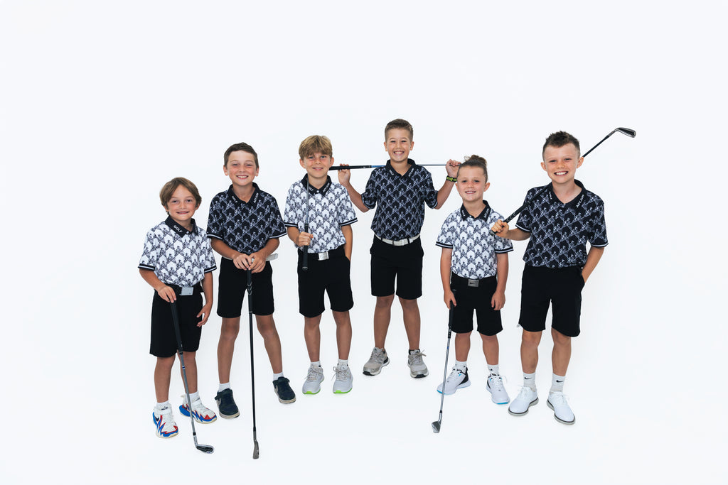 GOLF ASYLUM: Jr Escape Artist Polo (Black/White)