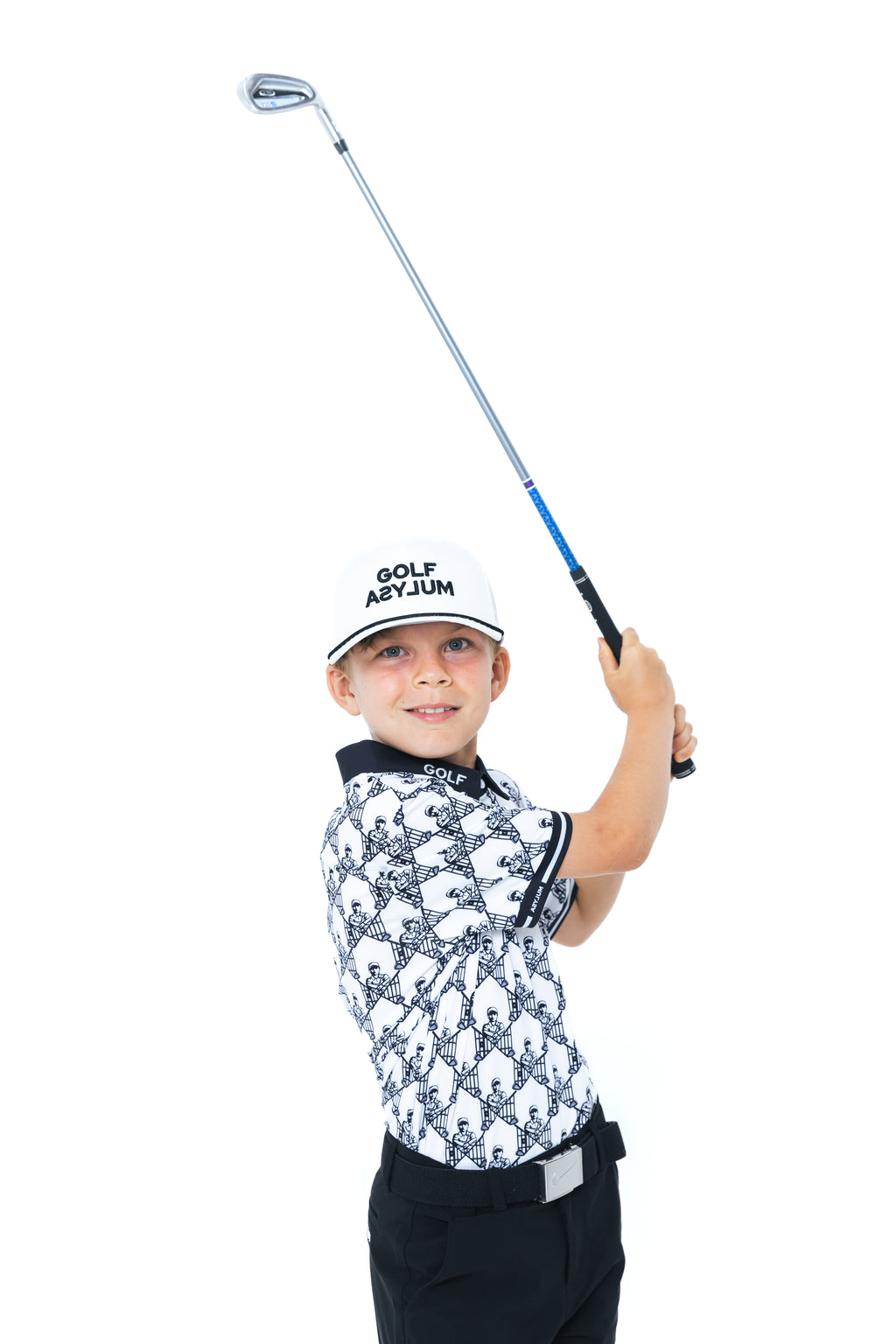 GOLF ASYLUM - Jr Escape Artist Polo (White/Black)