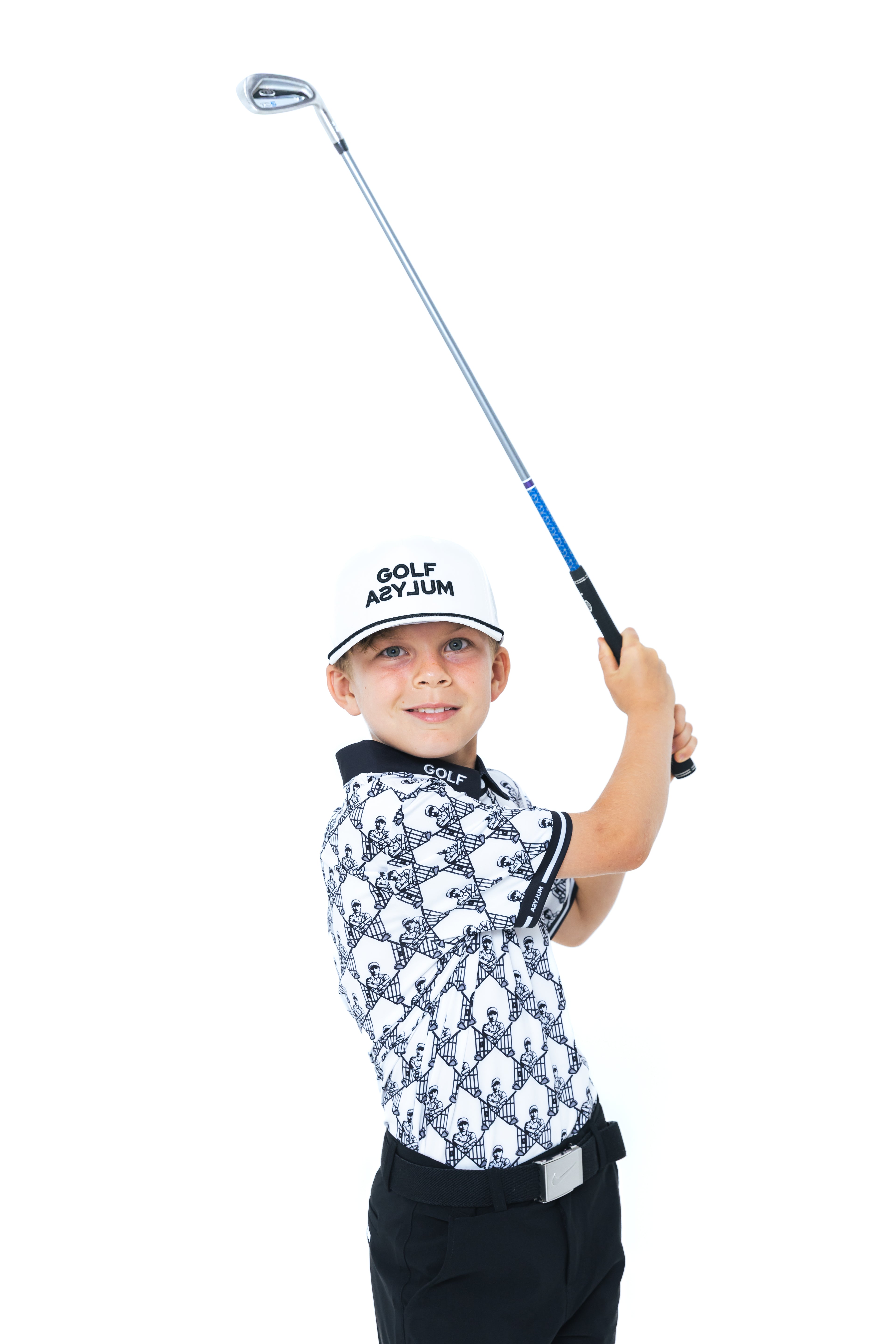 GOLF ASYLUM - Jr Escape Artist Polo (White/Black)