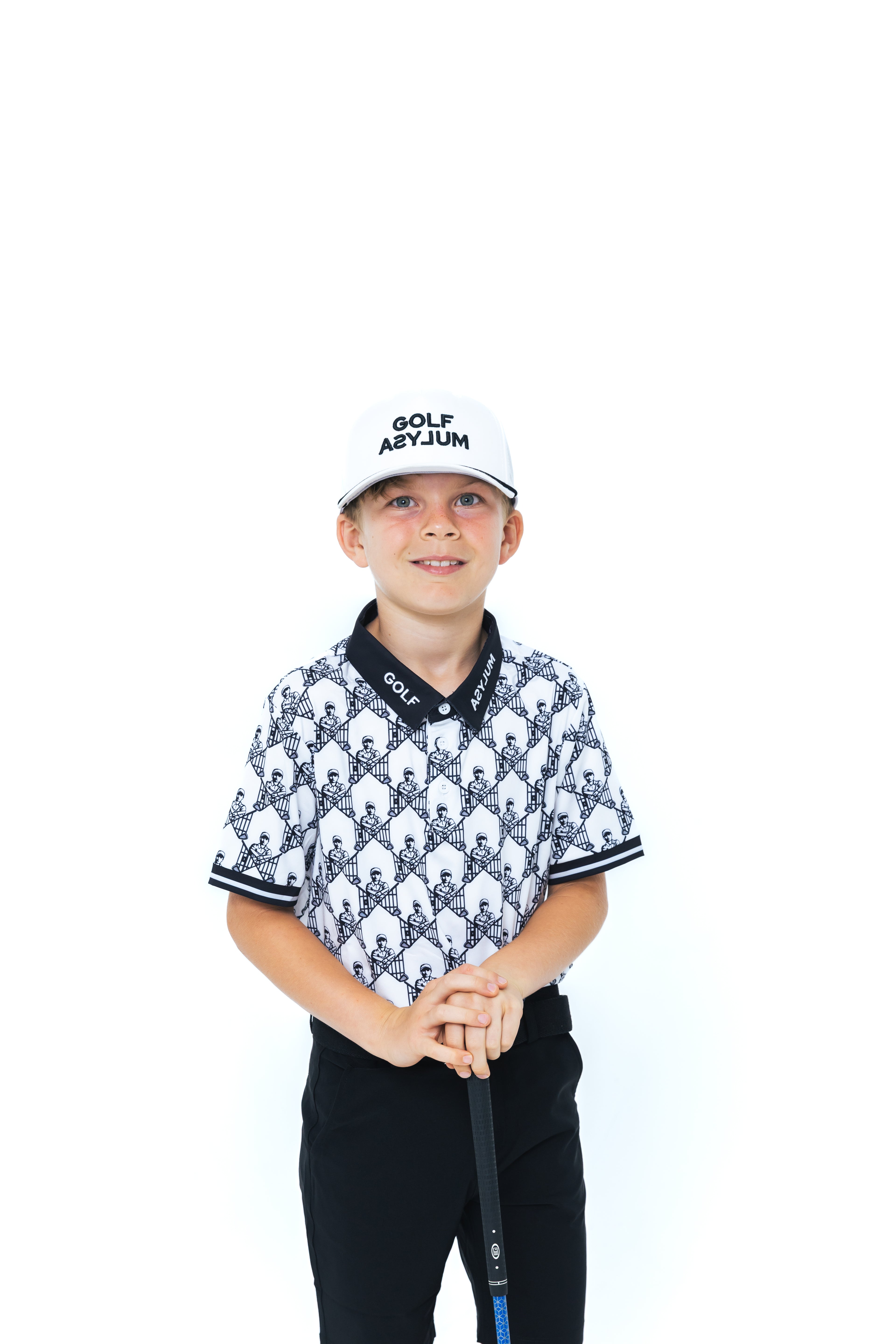 JUNIOR Golf Asylum Off Script Cap (White/Black)